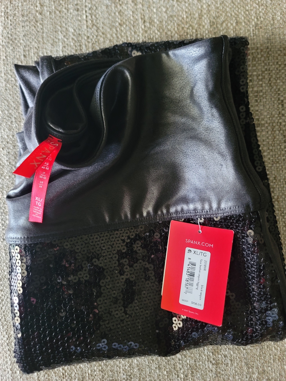 Spanx Faux Leather Sequin Leggings